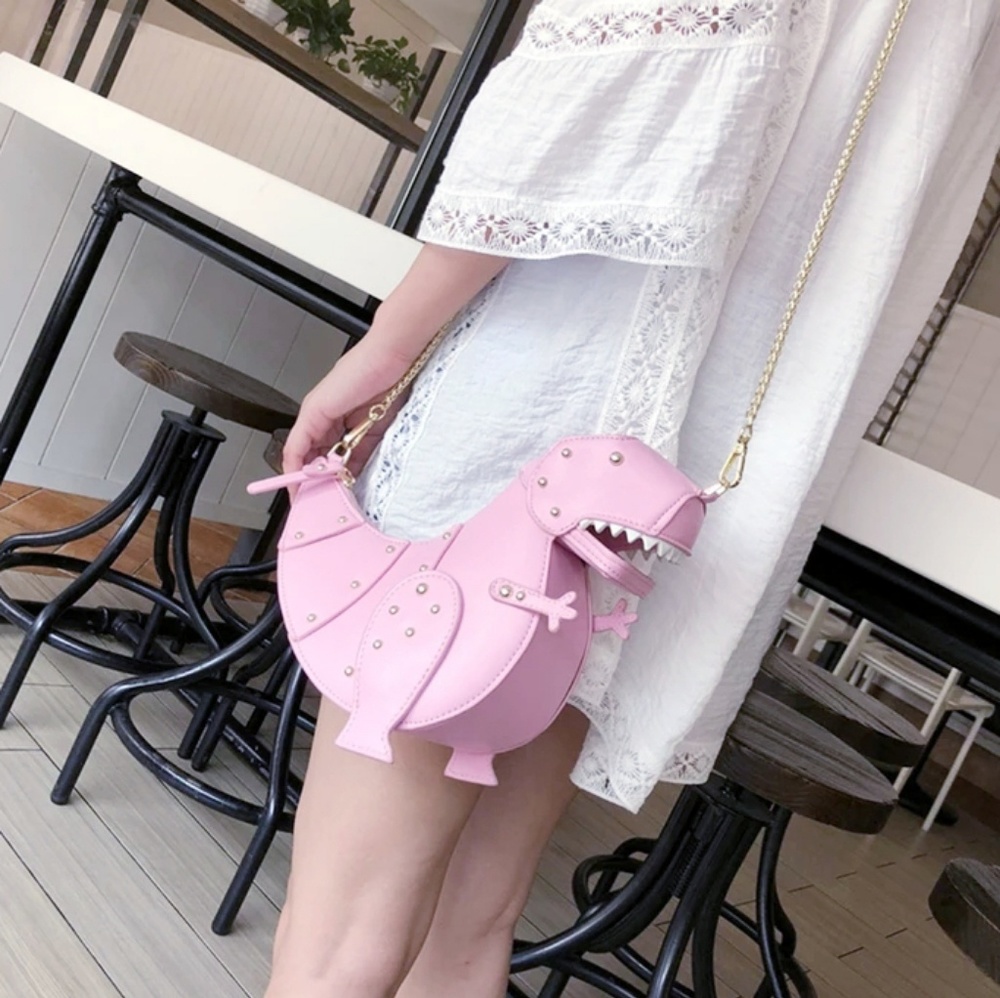 Dinosaur Purse Pink & Gold Hardware Crossbody Bag - Picture 2 of 8